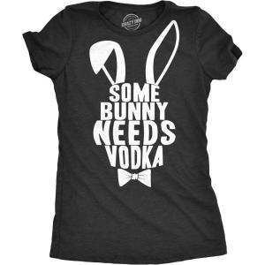 Womens Some Bunny Needs Vodka T Shirt Gift Funny Easter Drinking Tee for Guys(Black)