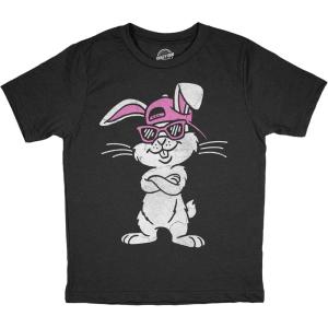 Youth Funny T Shirts Cool Bunny Sunglasses Sarcastic Easter Tee for Kids