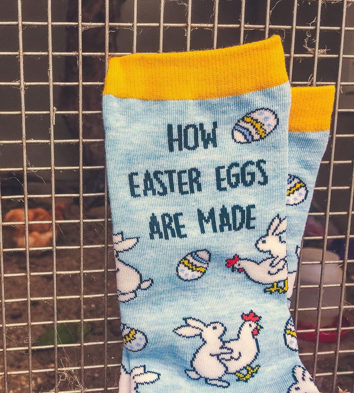 imageCrazy Dog TShirts Mens How Easter Eggs Are Made Socks Funny Easter Bunny Chicken Novelty Graphic Footwear Funny Gift for Casual Wear