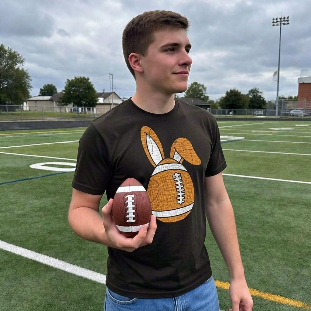 imageMens Funny T Shirts Football Easter Egg Sarcastic Easter Sunday Tee for Men