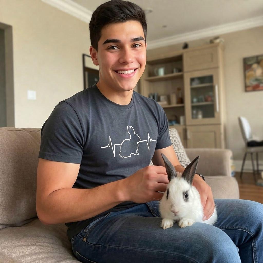 imageMens Rabbit Heart Beat T Shirt Funny Cool Easter Bunny Pulse Monitor Tee for GuysHeather Navy