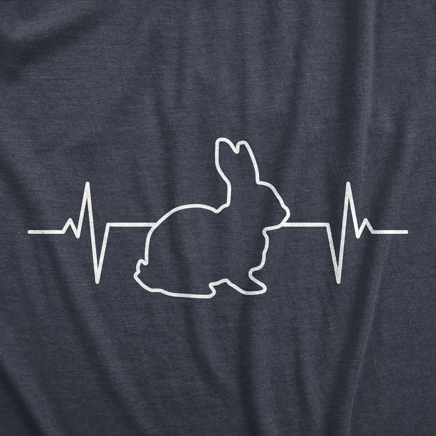 imageMens Rabbit Heart Beat T Shirt Funny Cool Easter Bunny Pulse Monitor Tee for GuysHeather Navy
