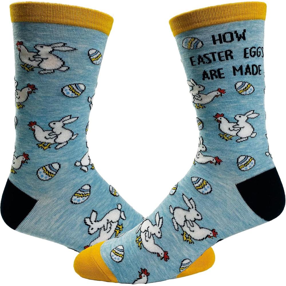 imageCrazy Dog TShirts Mens How Easter Eggs Are Made Socks Funny Easter Bunny Chicken Novelty Graphic Footwear Funny Gift for Casual Wear