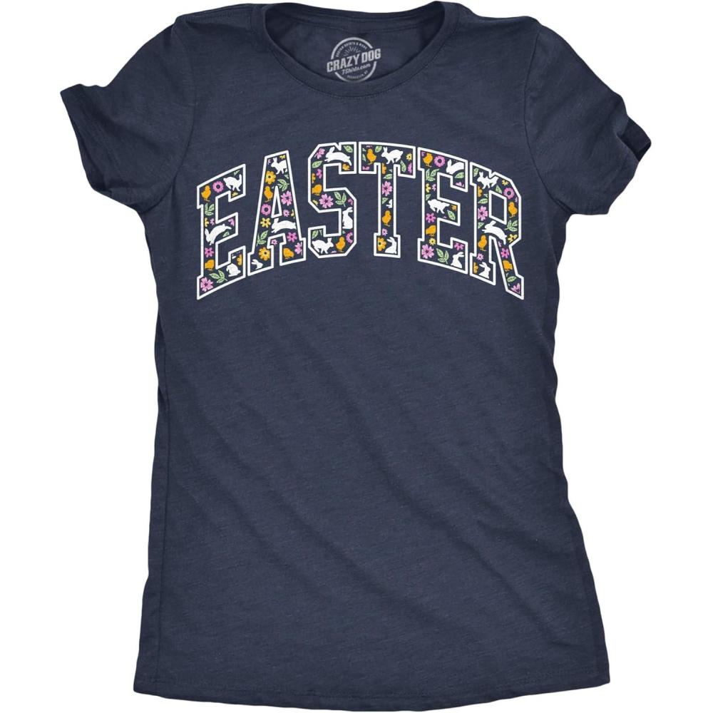 imageWomens Easter Text Funny T Shirts Cute Easter Sunday Tee for Ladies