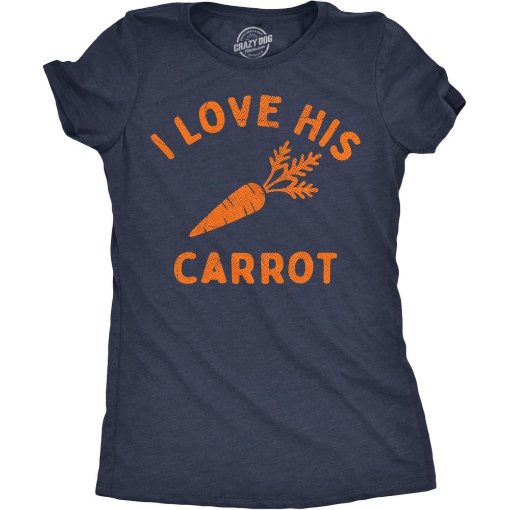 imageWomens Funny T Shirts I Love His Carrot Sarcastic Easter Graphic Novelty Tee for Ladies