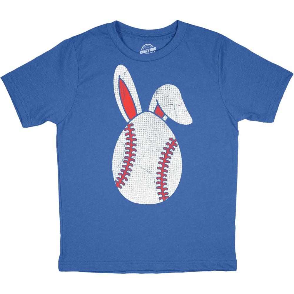 imageYouth Funny T Shirts Baseball Easter Egg Sarcastic Easter Sunday Tee for Kids