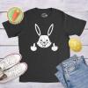 Mens Bunny Giving The Finger T Shirt Funny Easter Graphic Cool Novelty Tee(Heather Black)