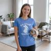 Womens Go Fluff Yourself T Shirt Funny Easter Sunday Middle Finger Rabbit Tee for Ladies Novelty Tee(Light Heather Blue)