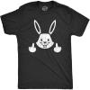 Mens Bunny Giving The Finger T Shirt Funny Easter Graphic Cool Novelty Tee(Heather Black)