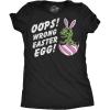 Womens Funny T Shirts Oops Wrong Easter Egg Sarcastic Dino Tee for Ladies