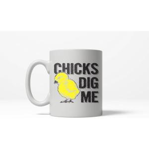 Crazy Dog T-Shirts Chicks Dig Me Funny Baby Chick Easter Sunday Flirting Ceramic Coffee Drinking Mug – 11ozCeramic Microwave Safe Insulated Drinking Cup