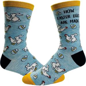 Crazy Dog T-Shirts Men’s How Easter Eggs Are Made Socks Funny Easter Bunny Chicken Novelty Graphic Footwear Funny Gift for Casual Wear