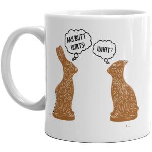 Crazy Dog T-Shirts My Butt Hurts Mug Funny Easter Sunday Chocolate Bunny Rabbit Sarcastic Coffee Cup – 11ozCeramic Microwave Safe Insulated Drinking Cup
