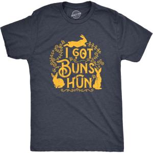 Mens I Got Buns Hun T Shirt Funny Easter Sunday Bunny Rabbit Joke Tee for Guys(Heather Navy – Buns)