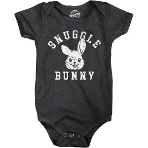 Snuggle Bunny Baby Bodysuit Funny Easter Sunday Jumper for Infants(Heather Black – Snuggle Bunny)