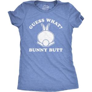 Womens Guess What Bunny Butt T Shirt Funny Easter Sunday Gift for Egg Basket(Light Heather Blue)