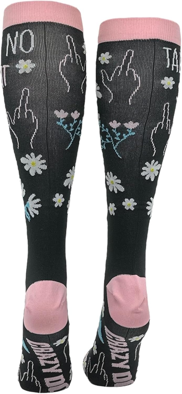 imageCrazy Dog TShirts Cute and Funny Compression Socks for Women and Men with Funny Sayings Funny Gift for Casual WearTake No Shit