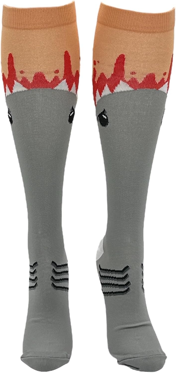imageCrazy Dog TShirts Funny Mens Compression Socks Rugged High Socks with Tools Sports and More Pressure Socks For MenMulti Shark Bite