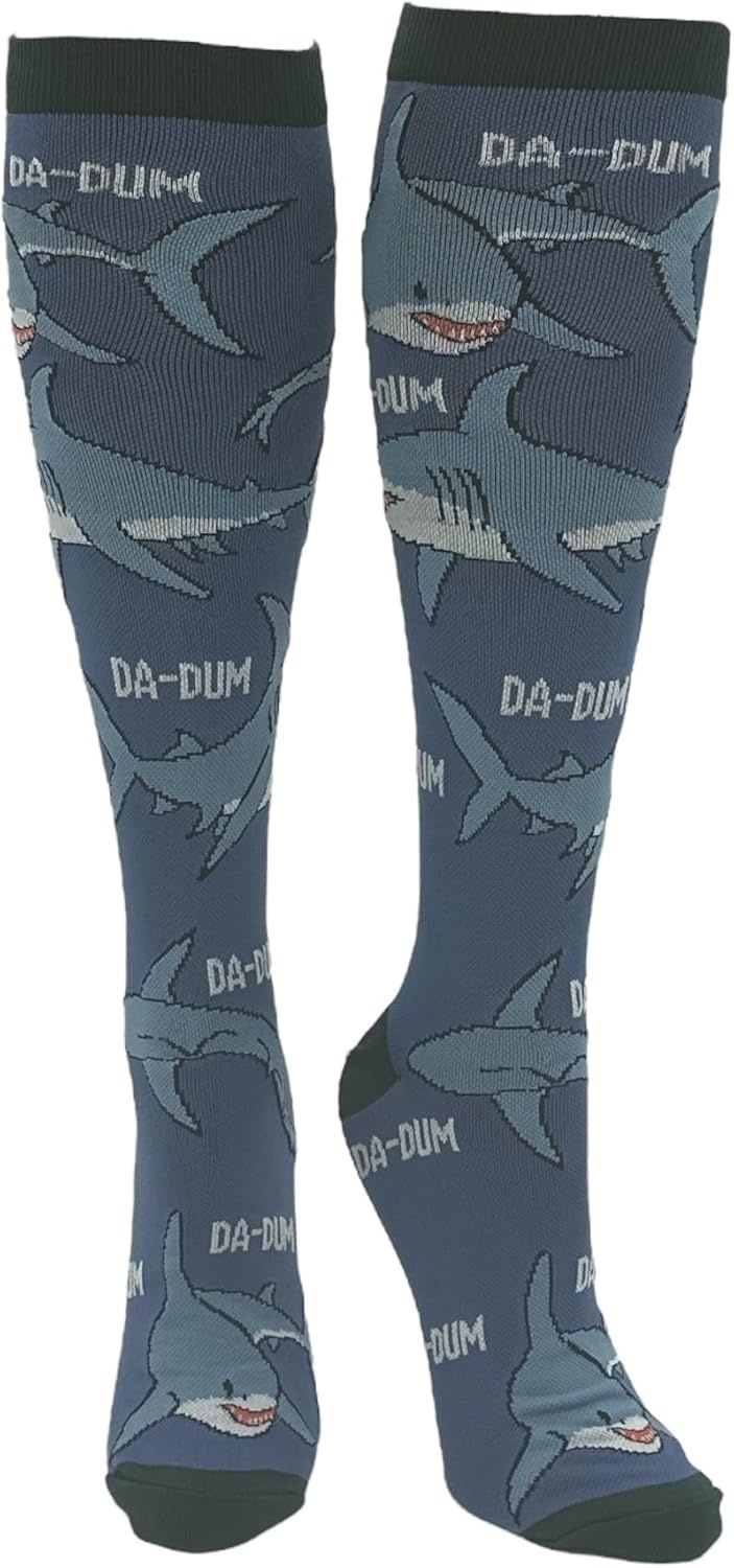 imageCrazy Dog TShirts Funny Mens Compression Socks Rugged High Socks with Tools Sports and More Pressure Socks For MenMulti Shark Da Dum