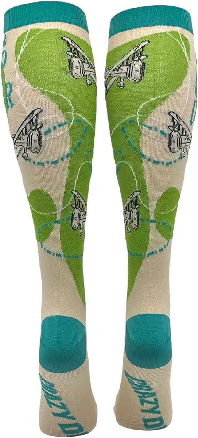 imageCrazy Dog TShirts Funny Mens Compression Socks Rugged High Socks with Tools Sports and More Pressure Socks For MenPro Crop Duster