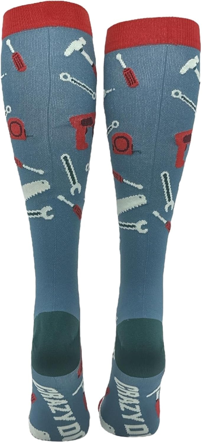imageCrazy Dog TShirts Funny Mens Compression Socks Rugged High Socks with Tools Sports and More Pressure Socks For MenTools