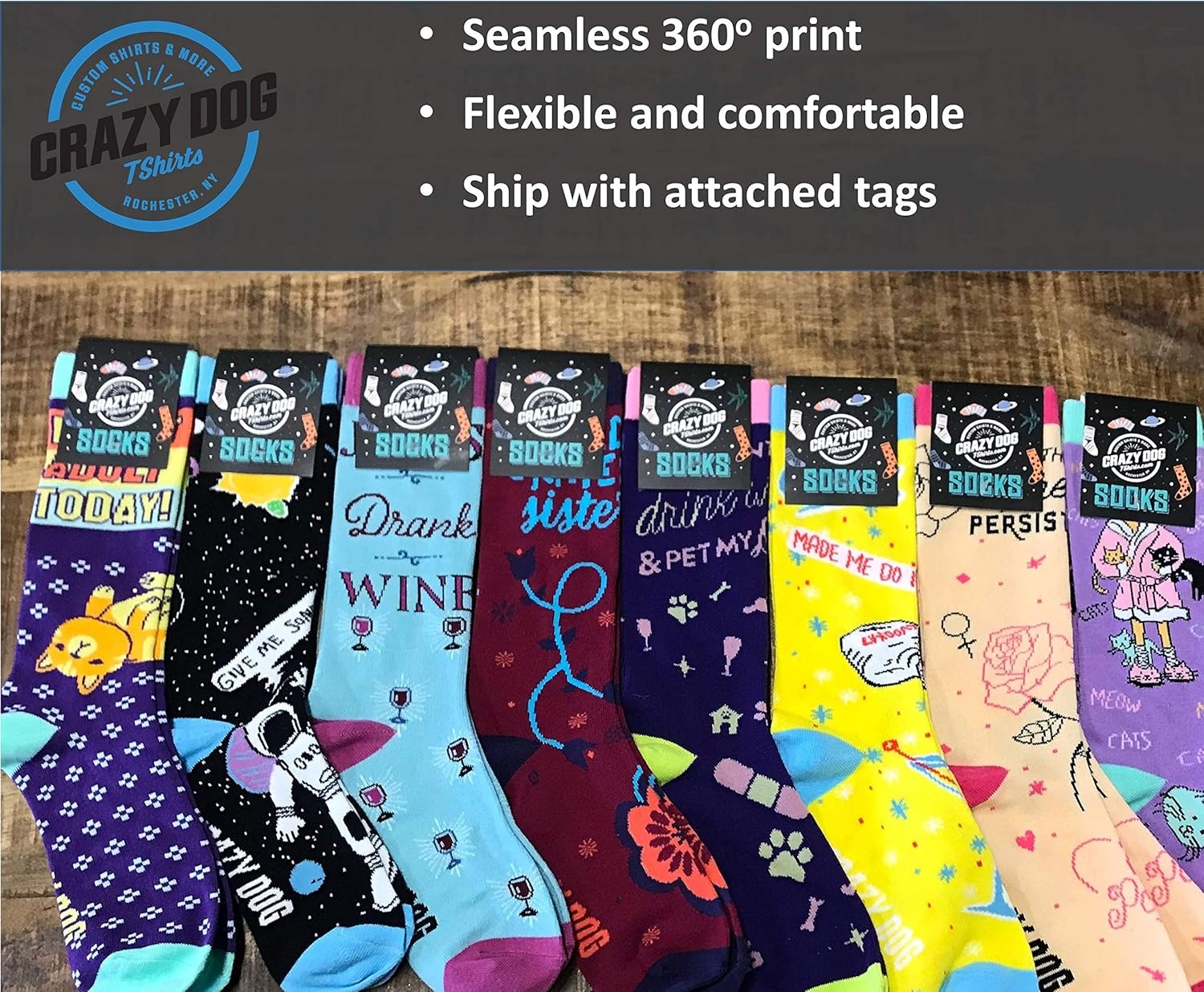 imageCrazy Dog TShirts Funny Mens Compression Socks Rugged High Socks with Tools Sports and More Pressure Socks For MenTools