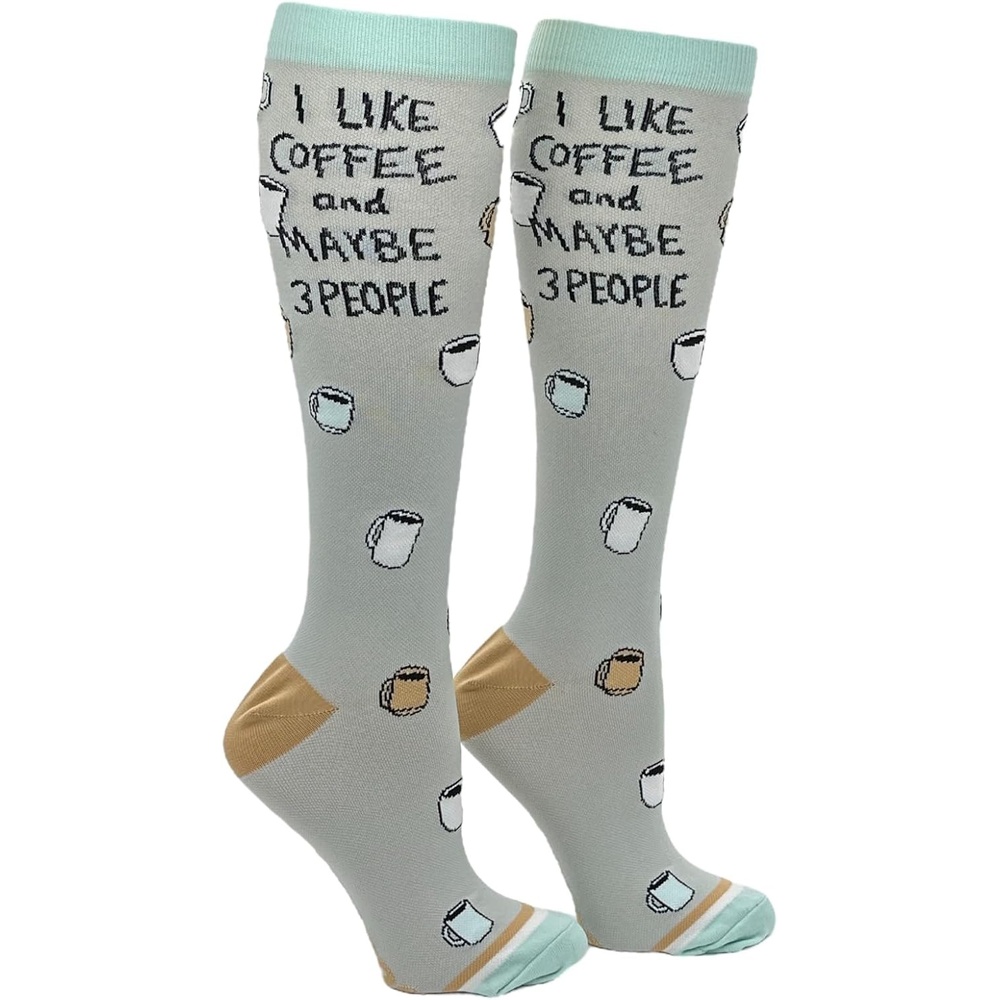 imageCrazy Dog TShirts Cute and Funny Compression Socks for Women and Men with Funny Sayings Funny Gift for Casual WearCoffee 3 People