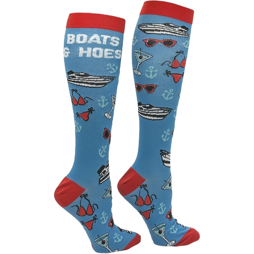 imageCrazy Dog TShirts Funny Mens Compression Socks Rugged High Socks with Tools Sports and More Pressure Socks For MenBoats and Hoes