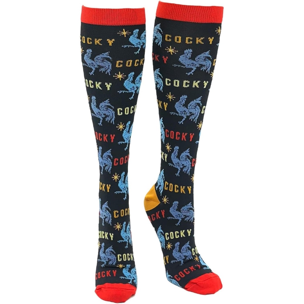 imageCrazy Dog TShirts Funny Mens Compression Socks Rugged High Socks with Tools Sports and More Pressure Socks For MenCocky