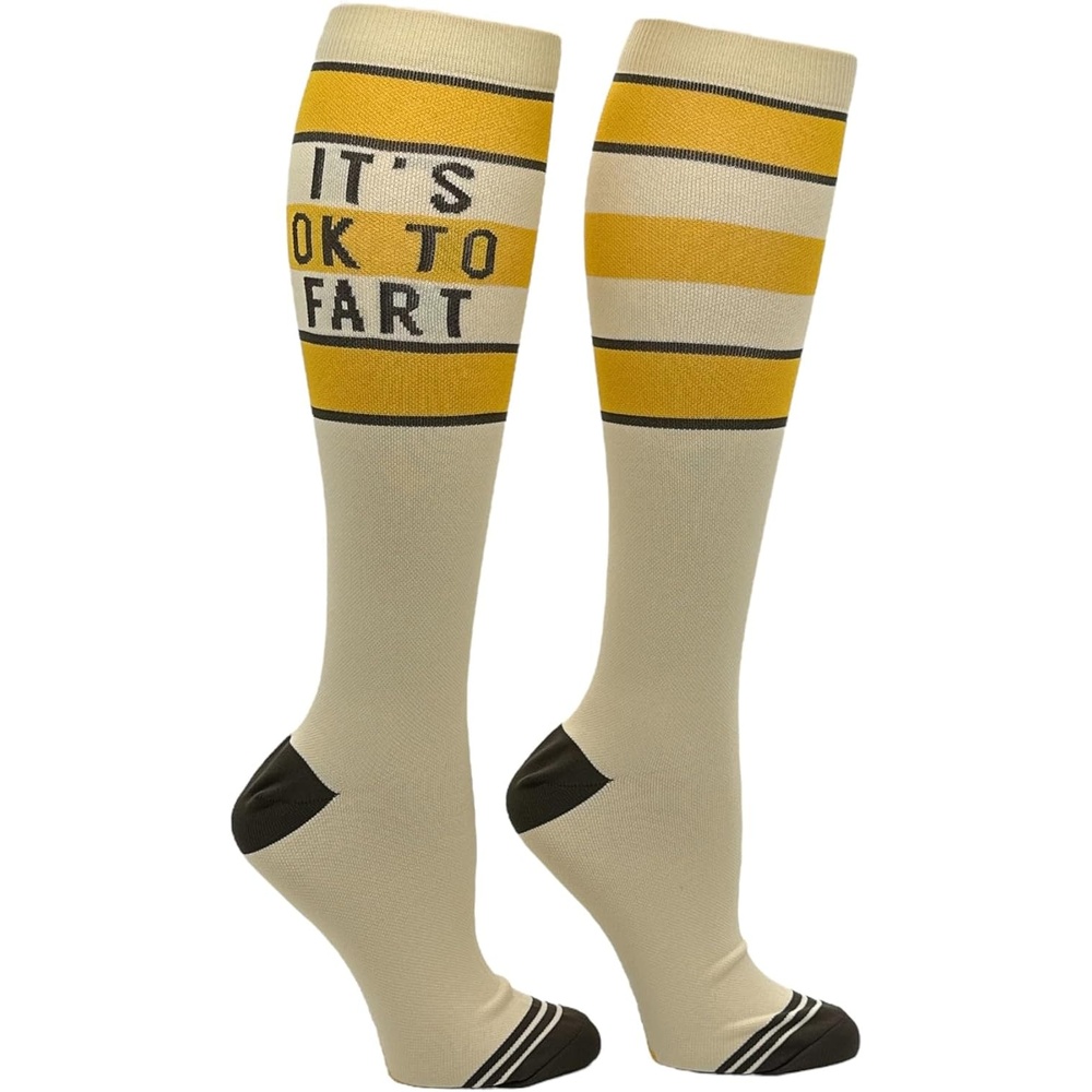 imageCrazy Dog TShirts Funny Mens Compression Socks Rugged High Socks with Tools Sports and More Pressure Socks For MenIts Ok to Fart