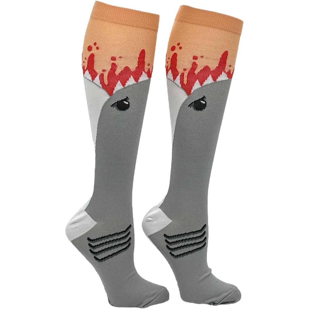 imageCrazy Dog TShirts Funny Mens Compression Socks Rugged High Socks with Tools Sports and More Pressure Socks For MenMulti Shark Bite