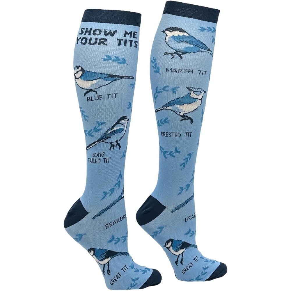 imageCrazy Dog TShirts Funny Mens Compression Socks Rugged High Socks with Tools Sports and More Pressure Socks For MenShow Me Your Tits
