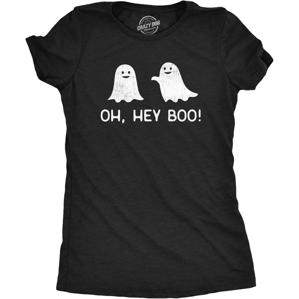 imageWomens Oh Hey Boo T Shirt Funny Halloween Party Ghost Relationship Tee for LadiesHeather Black Boo