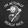 Womens I’m Actually Really Nice T Shirt Funny Coffee Death Halloween Spooky Graphic Tee(Heather Black)