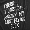 Womens There It Goes My Last Flying F*ck T Shirt Funny Halloween Spooky Bat Joke Tee for Ladies(Heather Black – Flying)