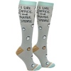 Crazy Dog T-Shirts Cute and Funny Compression Socks for Women and Men with Funny Sayings Funny Gift for Casual Wear(Coffee 3 People)