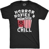 Mens Funny T Shirts Horror Movies and Chill Sarcastic Halloween Movie Graphic Novelty Tee for Men