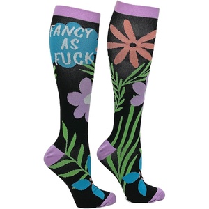 Crazy Dog T-Shirts Cute and Funny Compression Socks for Women and Men with Funny Sayings Funny Gift for Casual Wear(Fancy as Fuck)
