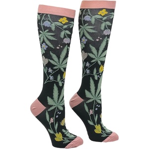 Crazy Dog T-Shirts Cute and Funny Compression Socks for Women and Men with Funny Sayings Funny Gift for Casual Wear(Flowers and Weed)