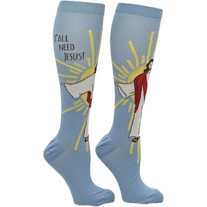 Crazy Dog T-Shirts Cute and Funny Compression Socks for Women and Men with Funny Sayings Funny Gift for Casual Wear(Yall Need Jesus)