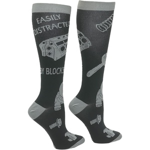 Crazy Dog T-Shirts Funny Mens Compression Socks Rugged High Socks with Tools Sports and More Pressure Socks For Men(Distracted By Blocks)