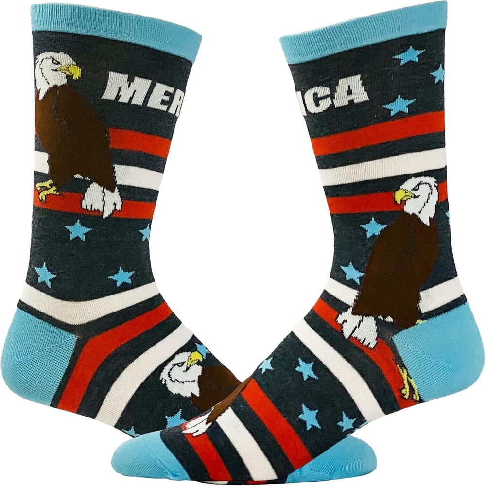image:imageCrazy Dog TShirts Mens Merica Socks Funny 4th Of July Independence Day USA Eagle Novelty Footwear Funny Gift for Casual Wear