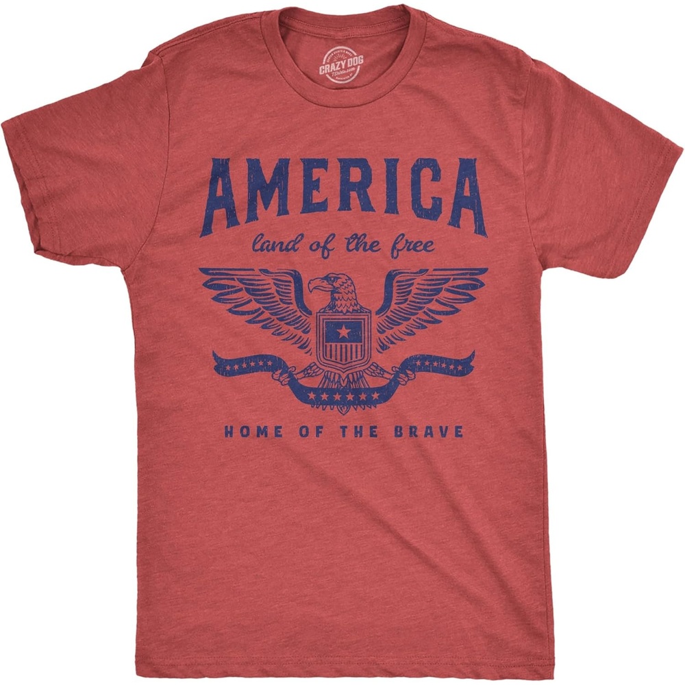 image:imageMens Funny T Shirts America Land of The Free Home of The Brave Graphic Patriotic Novelty Tee for Men
