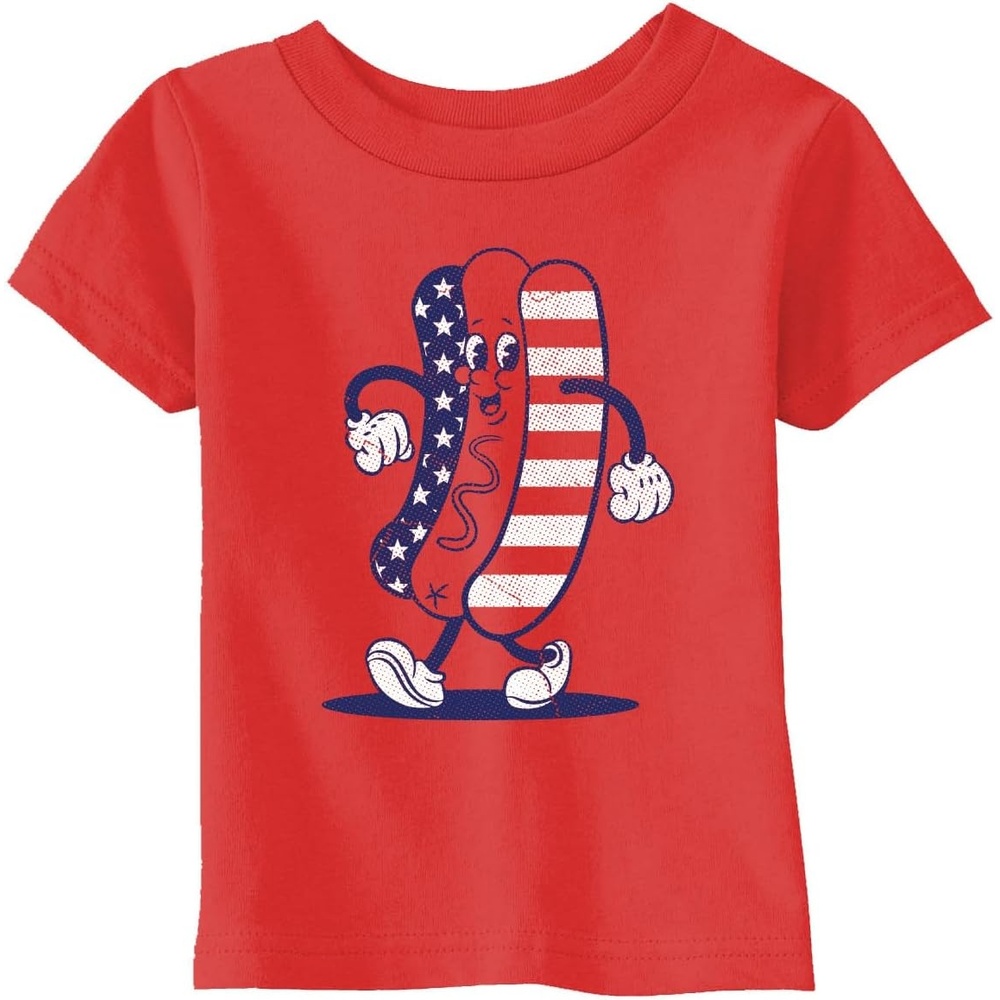 image:imageToddler Fourth of July Hotdog T Shirt Funny Patriotic Cookout Grilling Tee for Young Kids