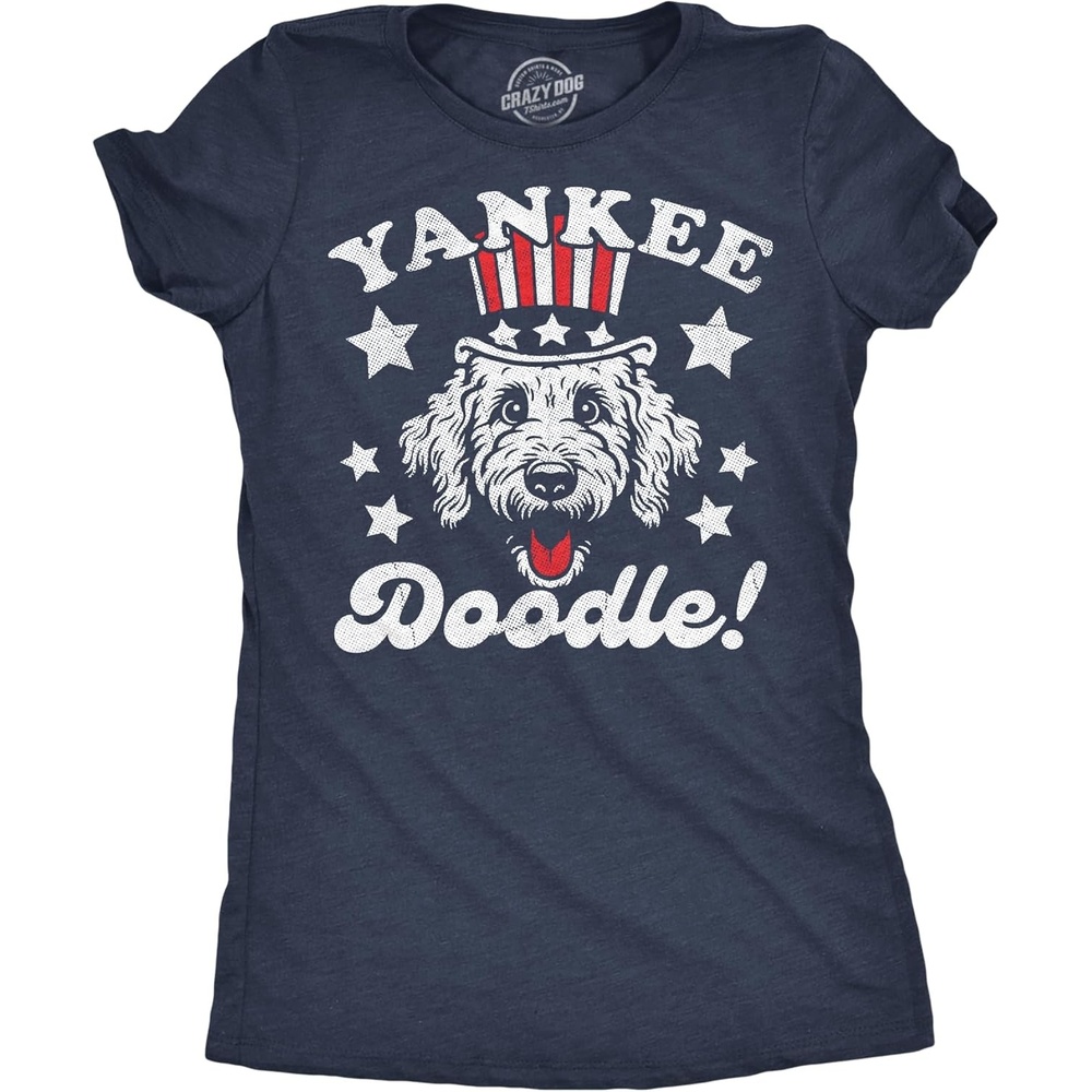 image:imageWomens Funny T Shirts Yankee Doodle Dog Sarcastic Fourth of July Graphic Novelty Tee for Ladies