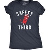 Womens Safety Third T Shirt Funny Fourth of July Fireworks Dangerous Joke Tee for Ladies(Heather Navy – Safety)