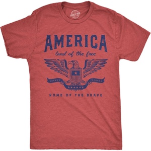 Mens Funny T Shirts America Land of The Free Home of The Brave Graphic Patriotic Novelty Tee for Men