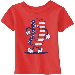 Toddler Fourth of July Hotdog T Shirt Funny Patriotic Cookout Grilling Tee for Young Kids
