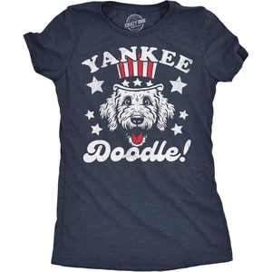 Womens Funny T Shirts Yankee Doodle Dog Sarcastic Fourth of July Graphic Novelty Tee for Ladies