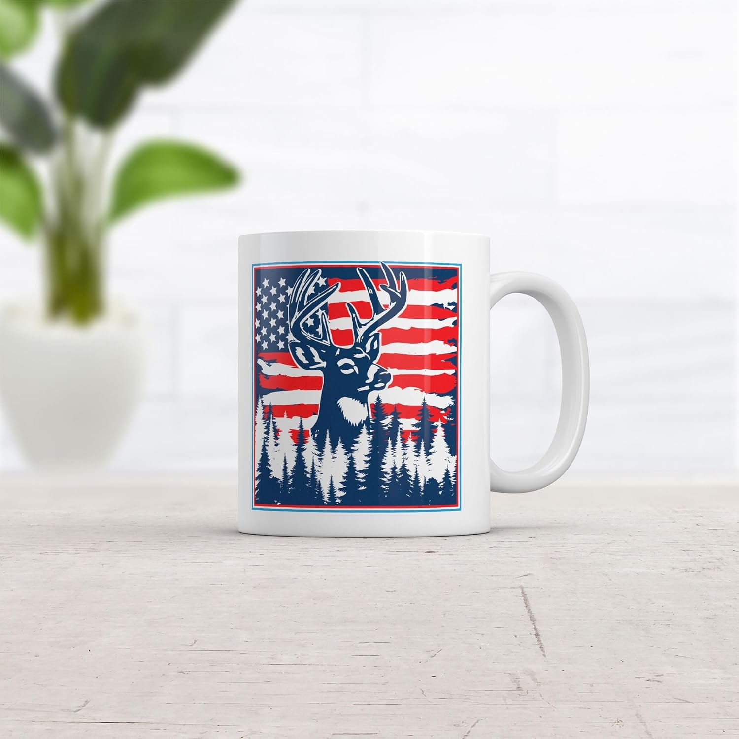 image:imageCrazy Dog TShirts USA Buck Mug Funny Sarcastic Fourth Of July Graphic Novelty Deer Coffee Cup 11ozCeramic Microwave Safe Insulated Drinking Cup